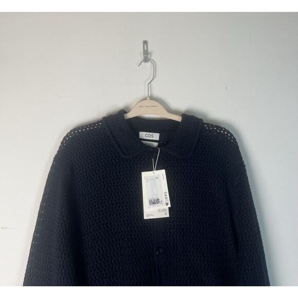 COS Wool Open Knit Collared Cardigan Sweater Size L $135 - Picture 3 of 10